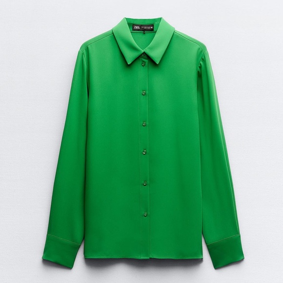Zara crepe shirt, emerald green - Picture 4 of 13